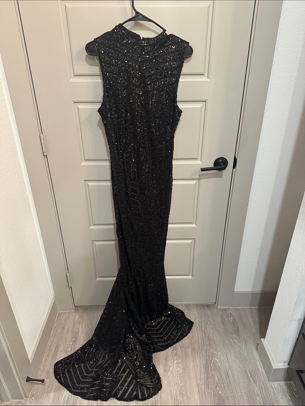 L'ATISTE Black Sequin Maxi Dress